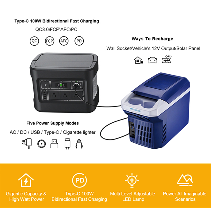 Generador solar recarregable de 1000 W per a la càrrega mòbil